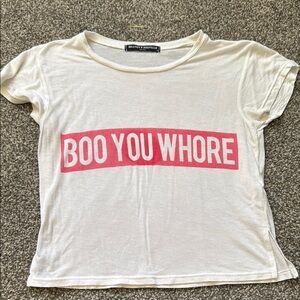 Brandy Melville White and Pink Crop Top